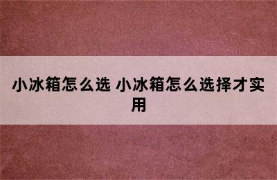 小冰箱怎么选 小冰箱怎么选择才实用